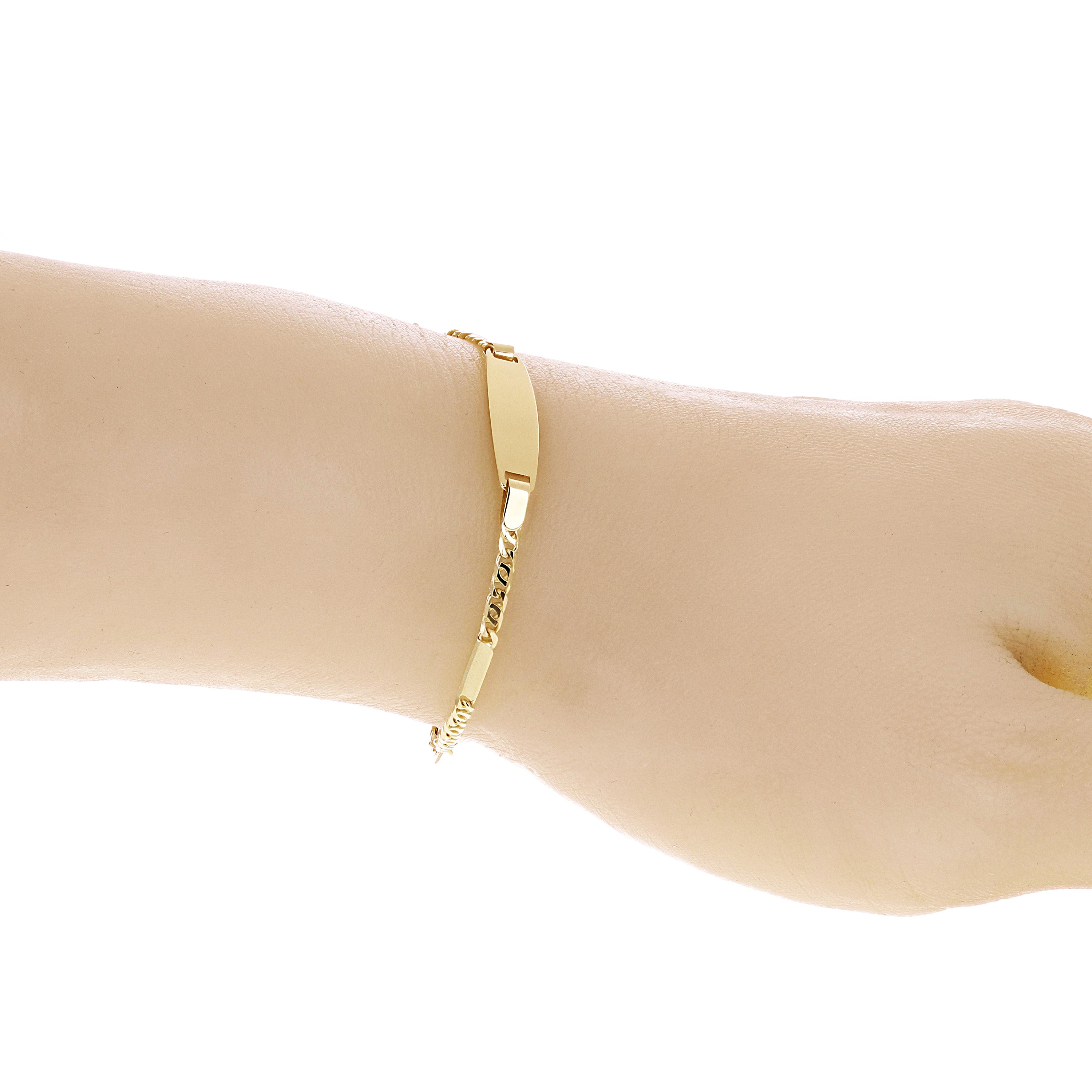 Italian 14k Yellow Gold Engravable Baby Kids ID Mariner Bracelet 5.5" 2.6 grams