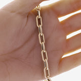 Italian 14k Yellow Gold Plain & Rope Paper Clip Link Bracelet 8" 7mm 5.3 grams