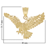 14k Yellow Gold Solid Diamond Cut Landing Eagle Pendant 1.2" 5.6 grams