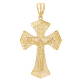 14k Yellow Gold Religious INRI Jesus Christ 3D Big Cross Pendant 3.2" 21.2 grams