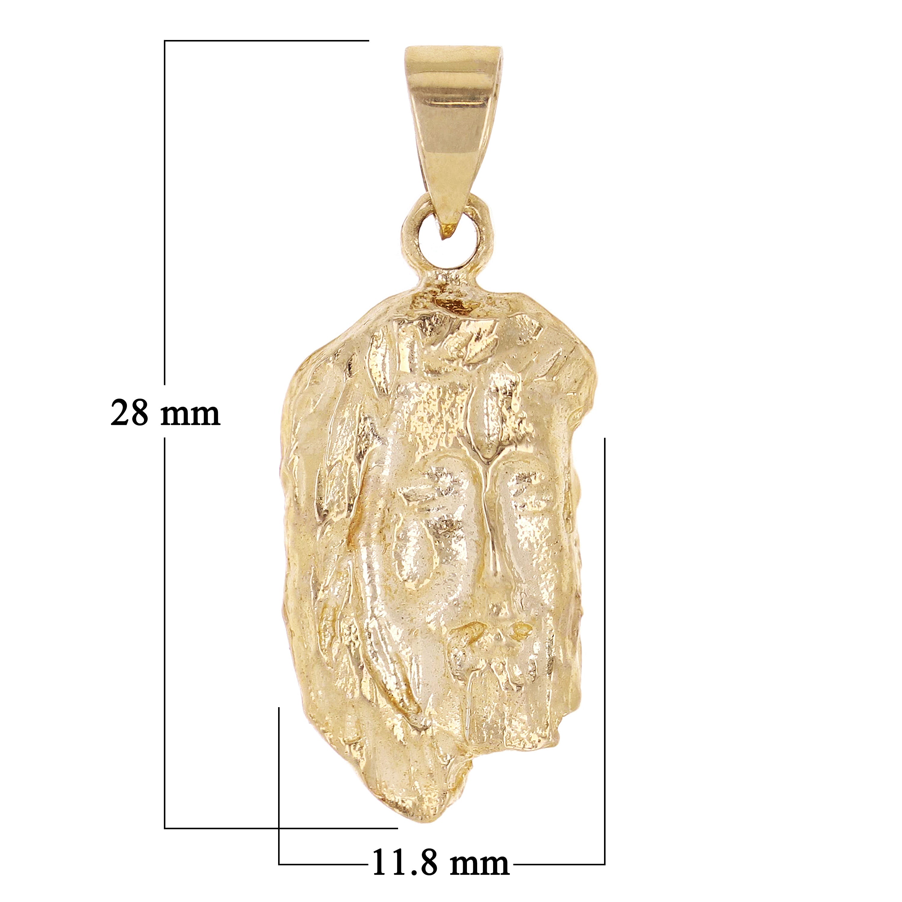 14k Yellow Gold Jesus Piece Jesus Christ Face Religious Charm Pendant 1.1" 2.5g