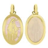 Italian 14k Yellow Gold Mother of Pearl Mother of God Virgin Mary Charm Pendant