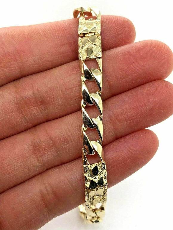 10k Yellow Gold Cuban Nugget Bracelet 8