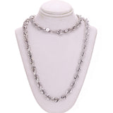 Men's 14k White Gold Solid Diamond Cut Rope Chain Necklace 22" 7mm 89.1 grams - White,22"