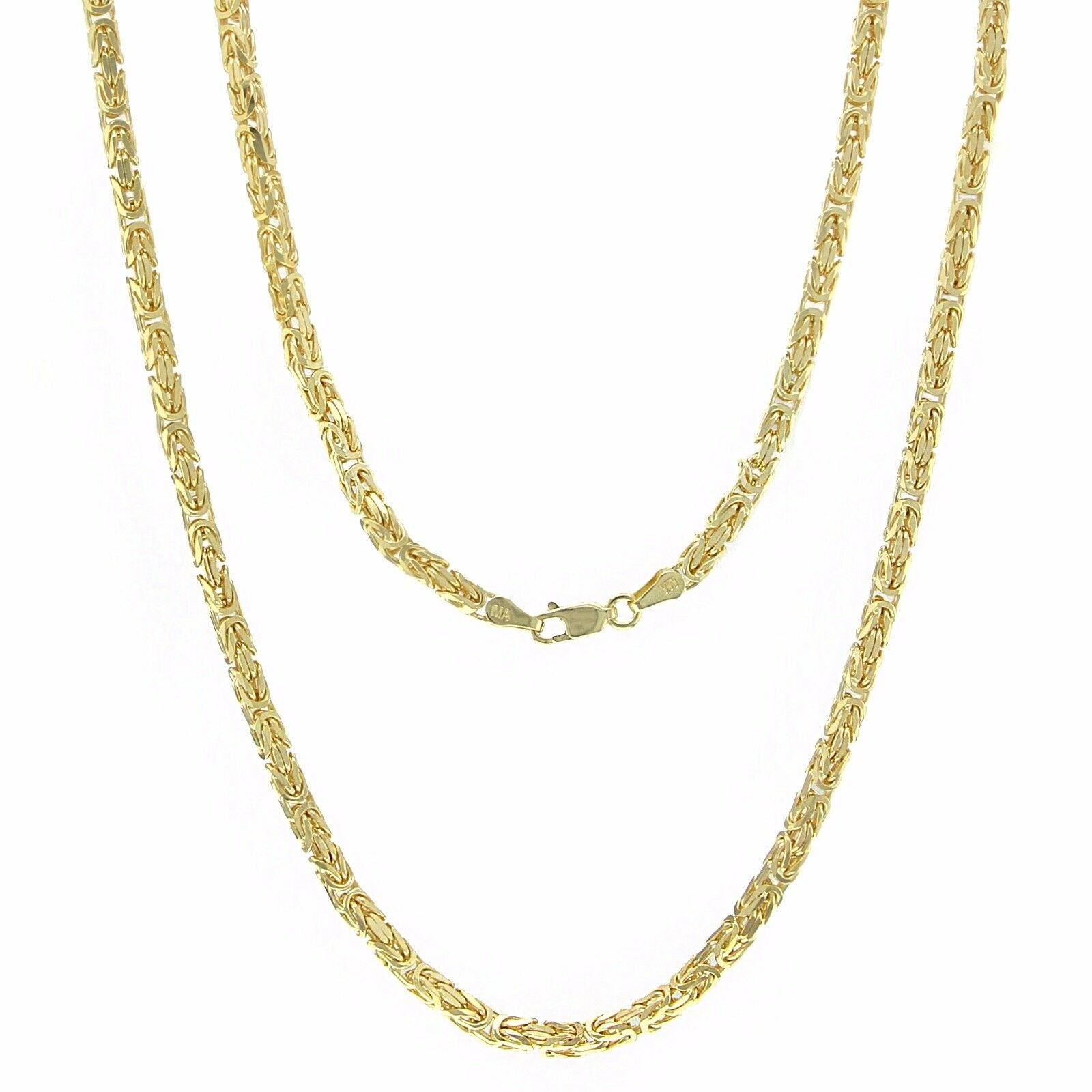 14k Yellow Gold Solid Square Byzantine Chain Necklace 26" 3.5mm 48.4 grams