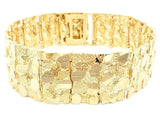 Men's 10k Yellow Gold Solid Nugget Bracelet 7-7.5" 21.5mm 52-53 grams