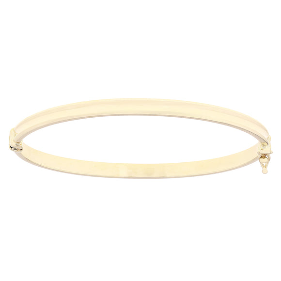 Italian 14k Yellow Gold Polished Concave Oval Hollow Tube Bangle Bracelet