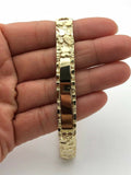 10k Yellow Gold Nugget ID Bracelet Adjustable 8" 9.8mm 22.7 grams