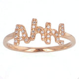 14k Yellow White or Rose Gold Diamond "Ahh!" Ring Size 7