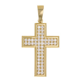 14k Yellow Gold 1.15ctw Diamond Cross Pendant 1.8" 8.5 grams