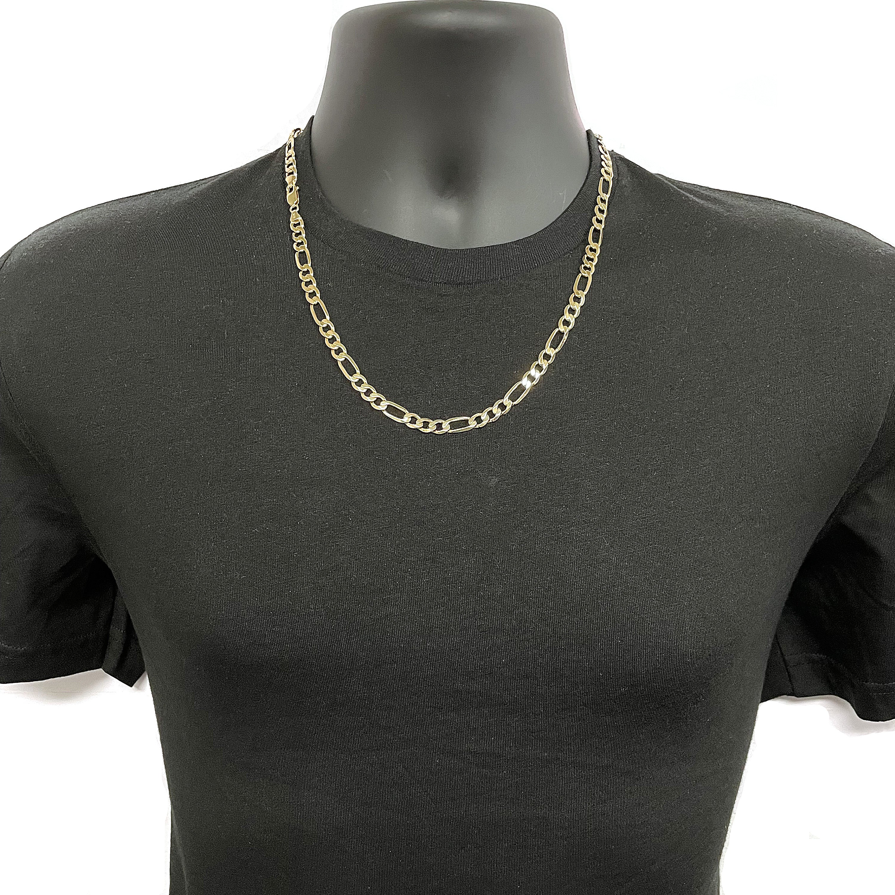 Men's Italian 14k Yellow Gold Solid Figaro Chain Necklace 22" 5.8mm 25.5 grams - 22"