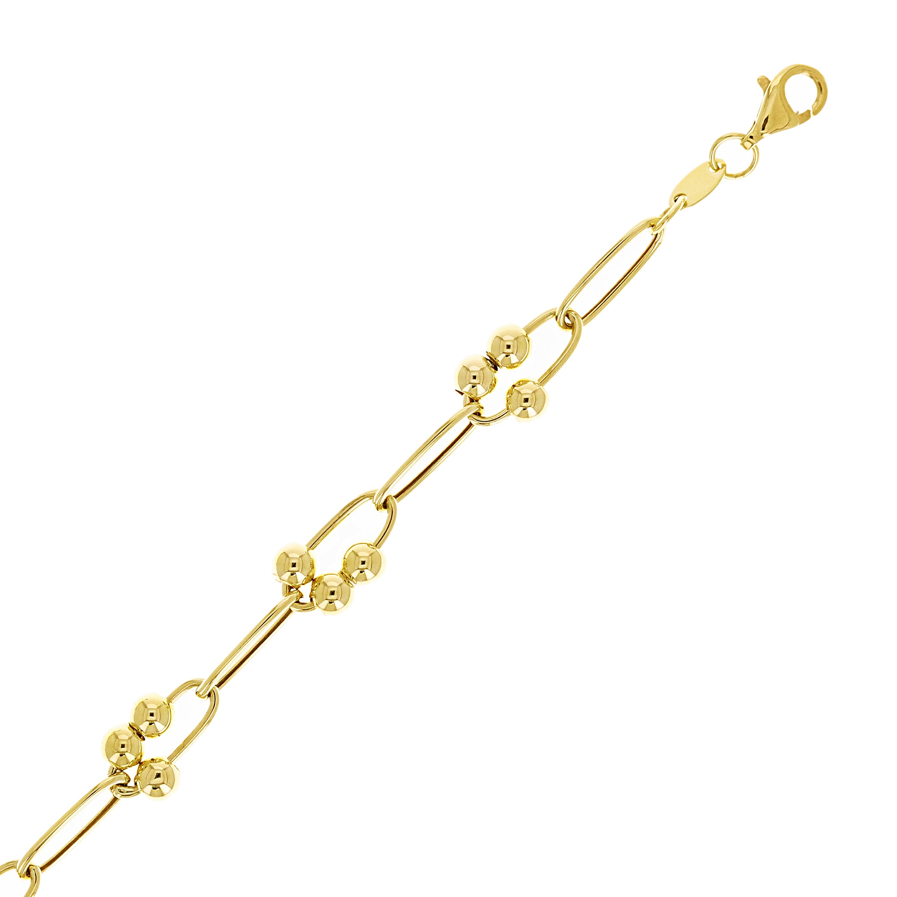 Italian 14k Yellow Gold Moving Ball Bead Charm Bracelet 7.5" 8mm 4.8 grams