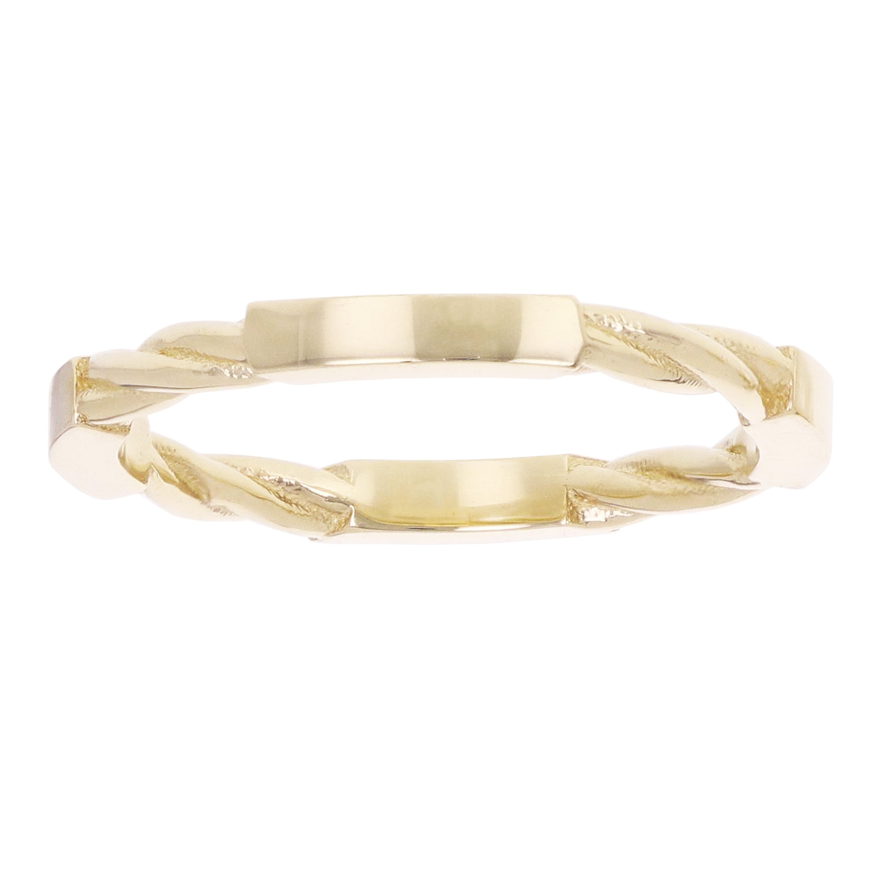 14k Yellow Gold Twisted and Bar Stackable Ring Band Size 7.75 - 2.2mm 2.8 grams