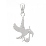 14k White Gold Solid Dove Bird with Musical Note Charm Pendant 1.6 grams - White