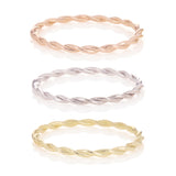 14k Tri Color Gold Braided Twisted Stackable Ring 3 Pieces Size 3-9