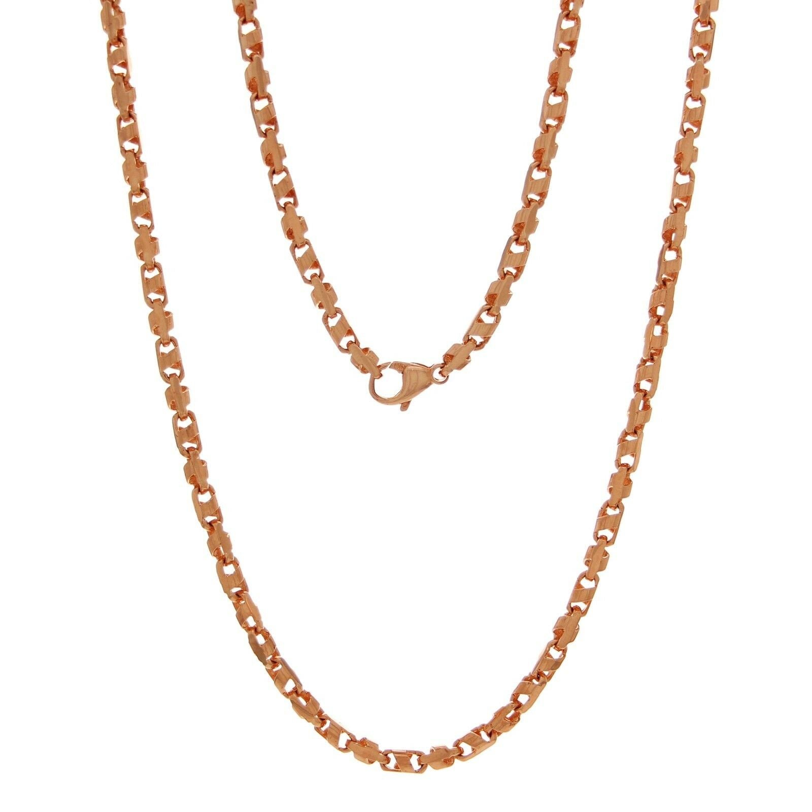 14k Rose Gold Handmade Fashion Link Necklace 26" 4.5mm 46 grams - Rose,26"
