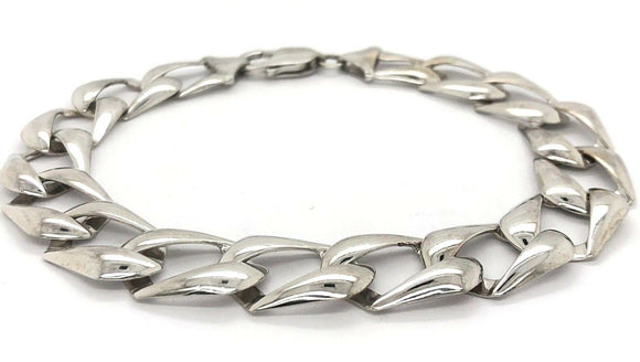 10k White Gold Cuban Chain Bracelet Light Weight 7.5