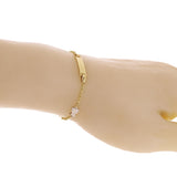 Italian 14k Yellow & White Gold Teddy Bear Charm Baby Kids ID Bracelet 5.5" 2g