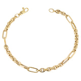 Italian 14k Yellow Gold Hollow Round & Oval Link Bracelet 8" 4.8mm 4.6 grams