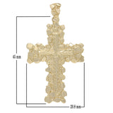 10k Yellow Gold Diamond Nugget Cross Pendant 2.15" 10 grams