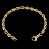 14k Yellow Gold Solid Diamond Cut Rope Chain Bracelet 7.5" 6mm 19.8 grams