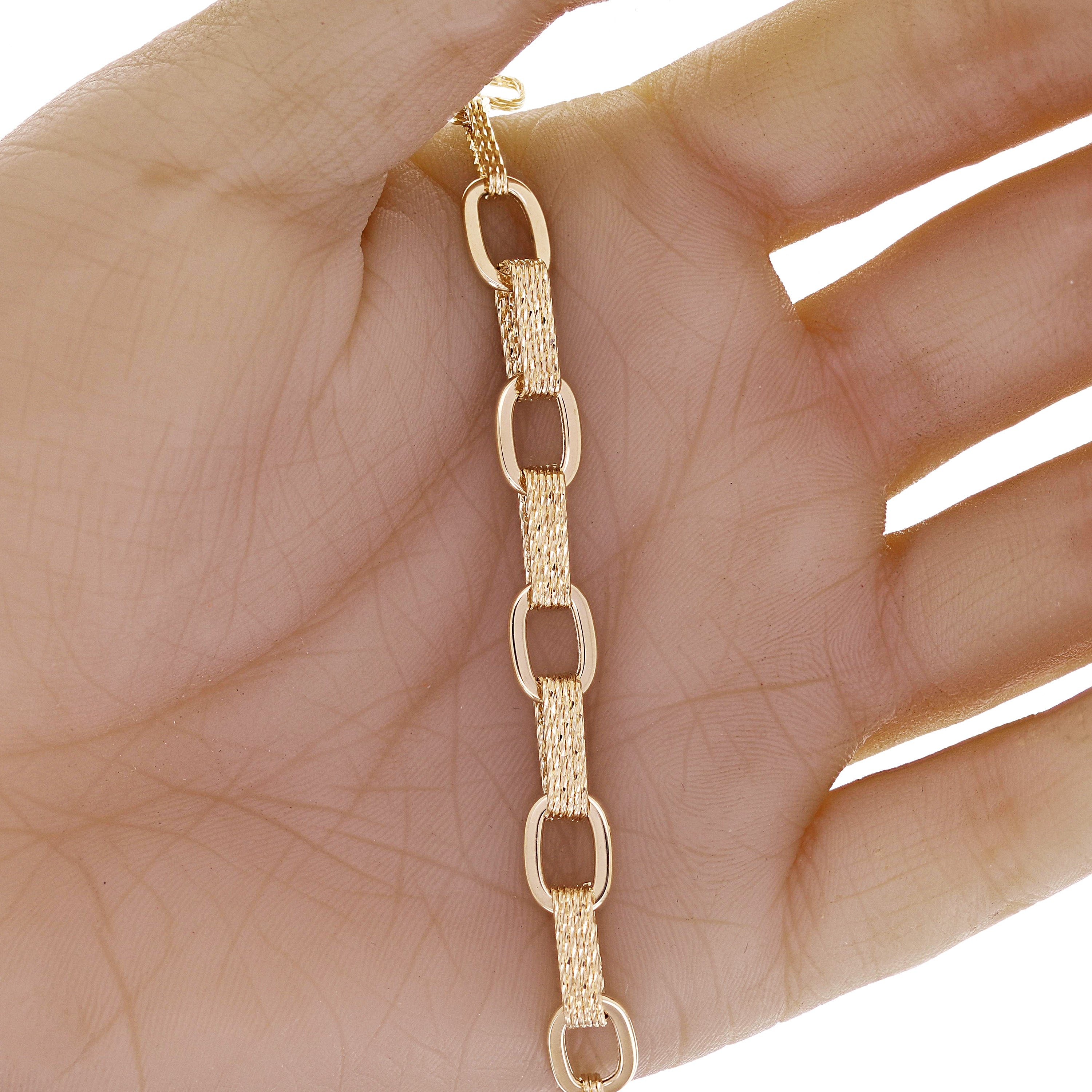 Italian 14k Yellow Gold Oval Links Necklace, Bracelet & Earrings Set 20.5 grams