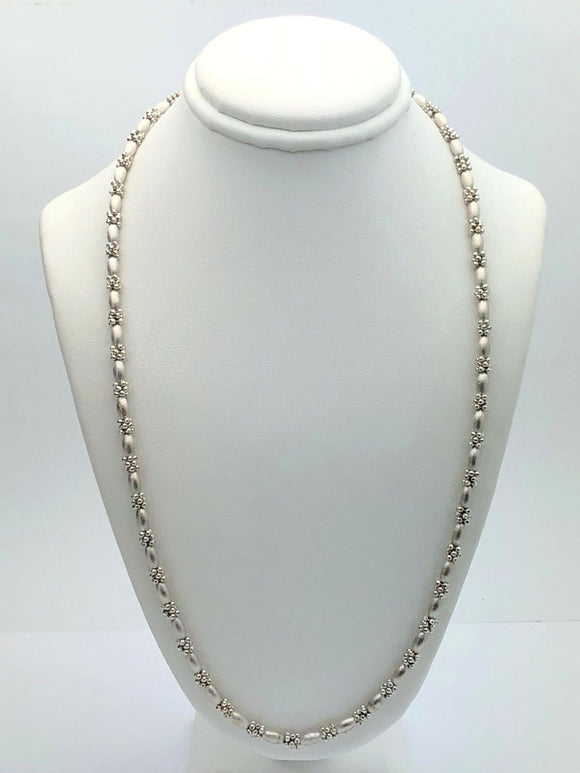 Italian 14k White Gold Solid Fancy Link Necklace 18