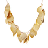 Italian 14k Yellow Gold Round & Leaves Charm Necklace 18" 12.7 grams