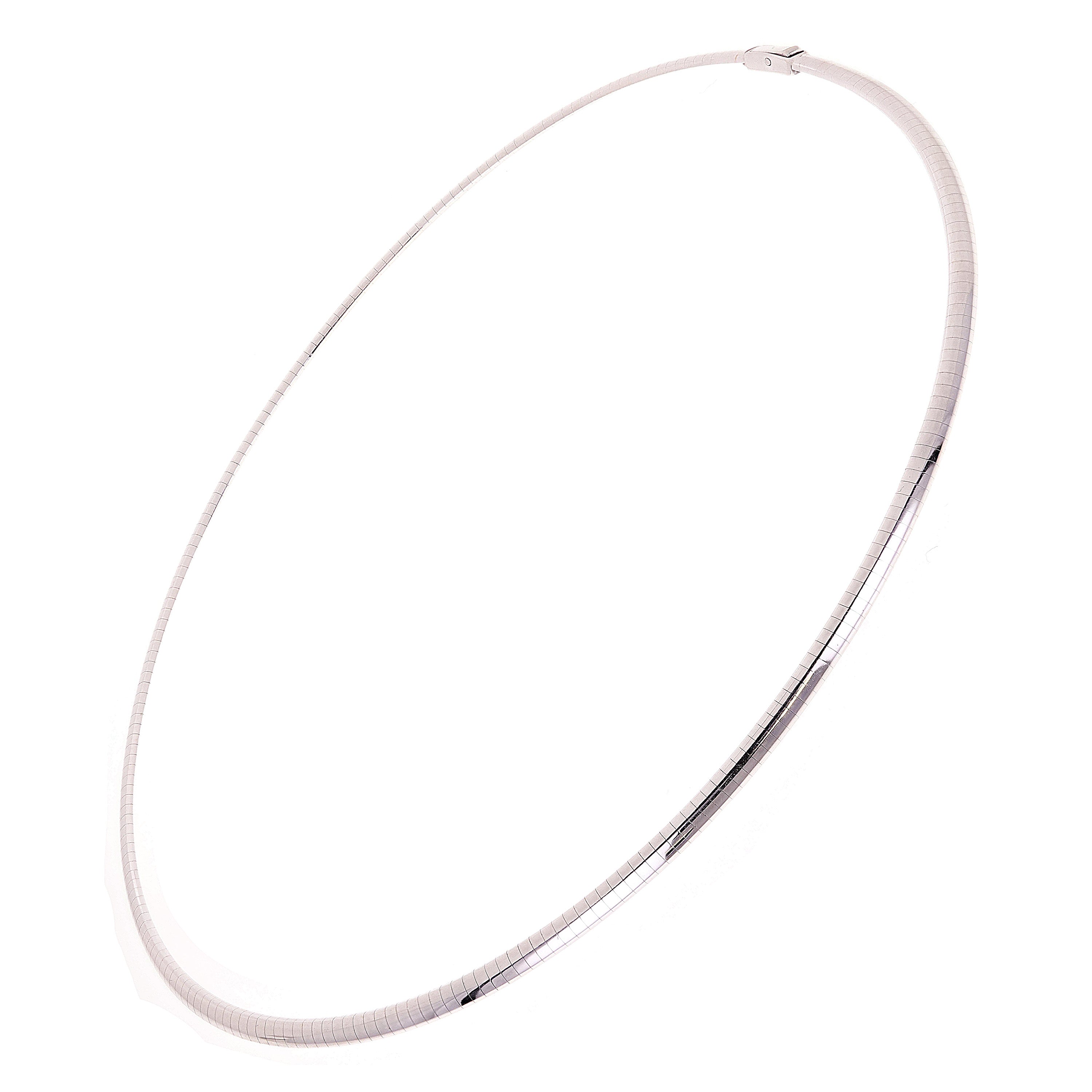 Women's Italian 14k White Gold Omega Necklace Choker 16" 4mm 24.3 grams - 24.3 grams
