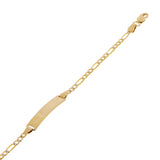 Italian 14k Two Tone Gold Engravable Baby Kids ID Figaro Bracelet 6.75" 2.5 gram