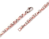 14k White & Rose Gold Handmade Fashion Link Bracelet 7.75" 5mm 15.3 grams