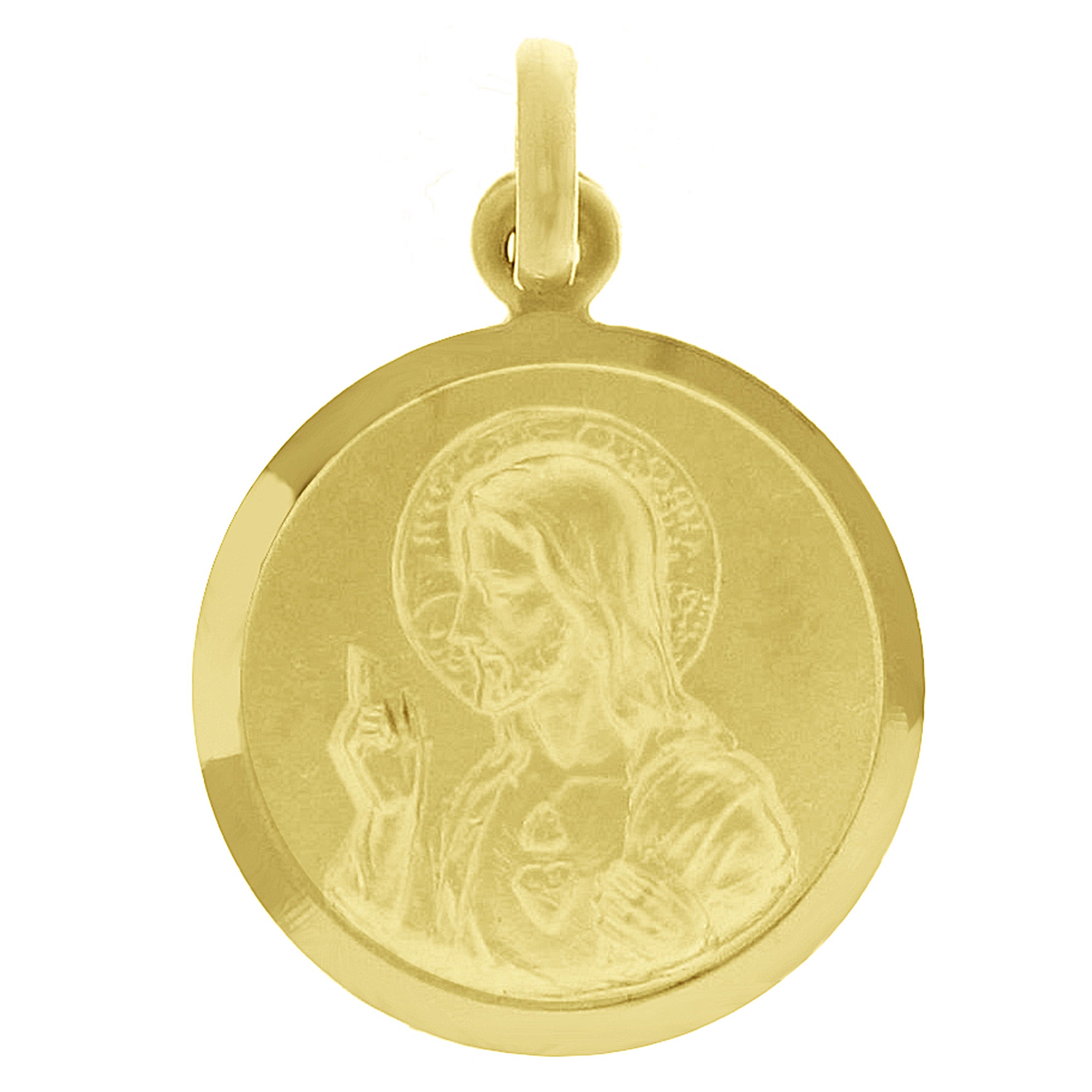 Italian 14k Gold Sacred Heart of Jesus & Lady of Perpetual Help Medal Pendant