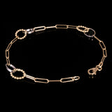 Italian 14k Two-Tone Gold Oval & Paperclip Link Bracelet 7.25" 7.7mm 2.8 grams