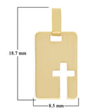 Italian 14k Yellow Gold  Cross Cut Out Disc Rectangle Charm Pendant 0.5 gram - Small