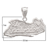 14k White Gold Travel Souvenir Country Map of El Salvador Charm Pendant 2.4grams - White