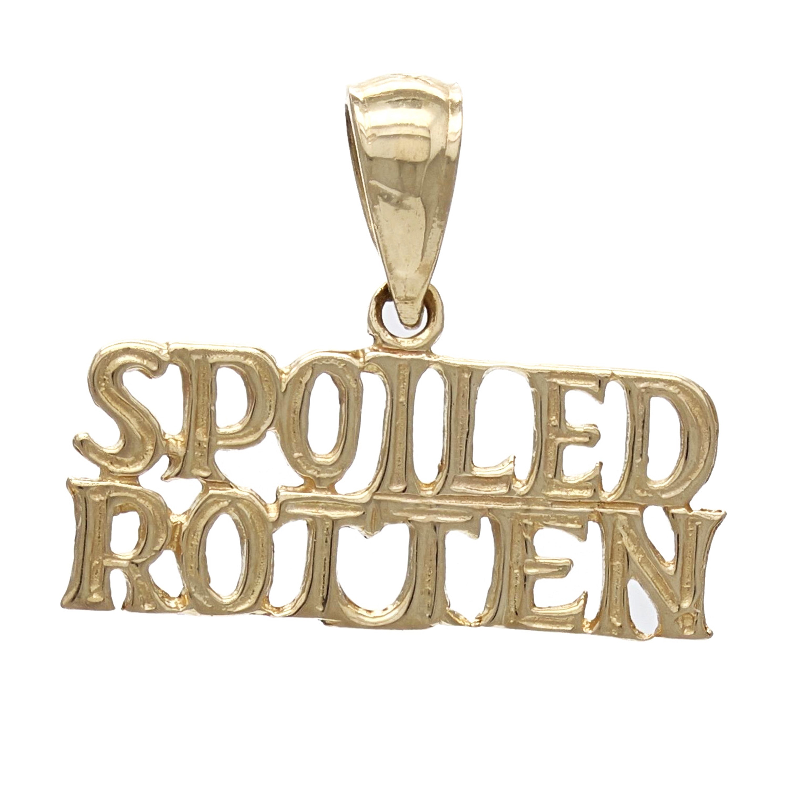 14k Yellow Gold SPOILED ROTTEN Pendant Words Charm 1 gram - Yellow