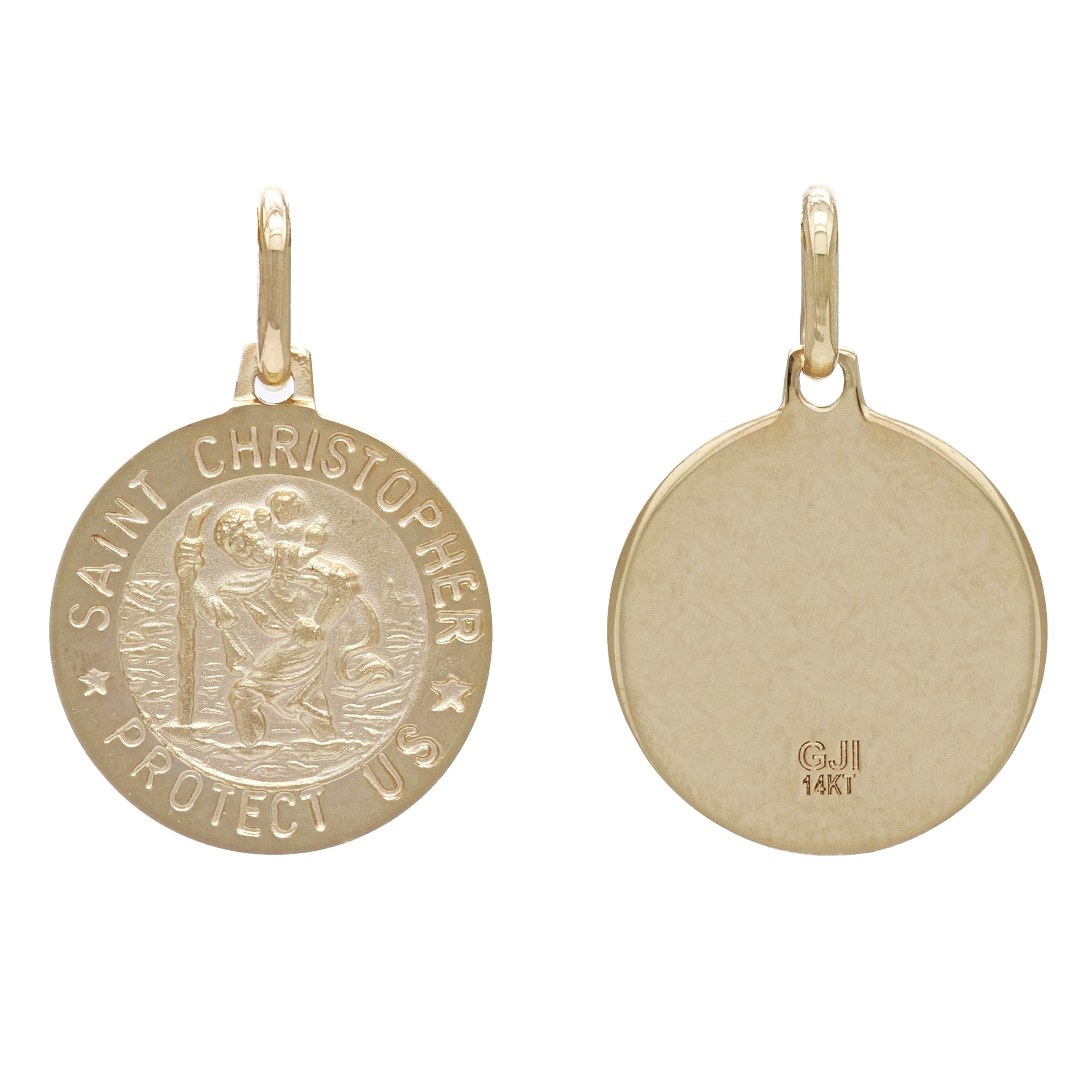 Italian 14k Yellow Gold Saint Christopher Medal Charm Pendant 17x15mm 2 grams