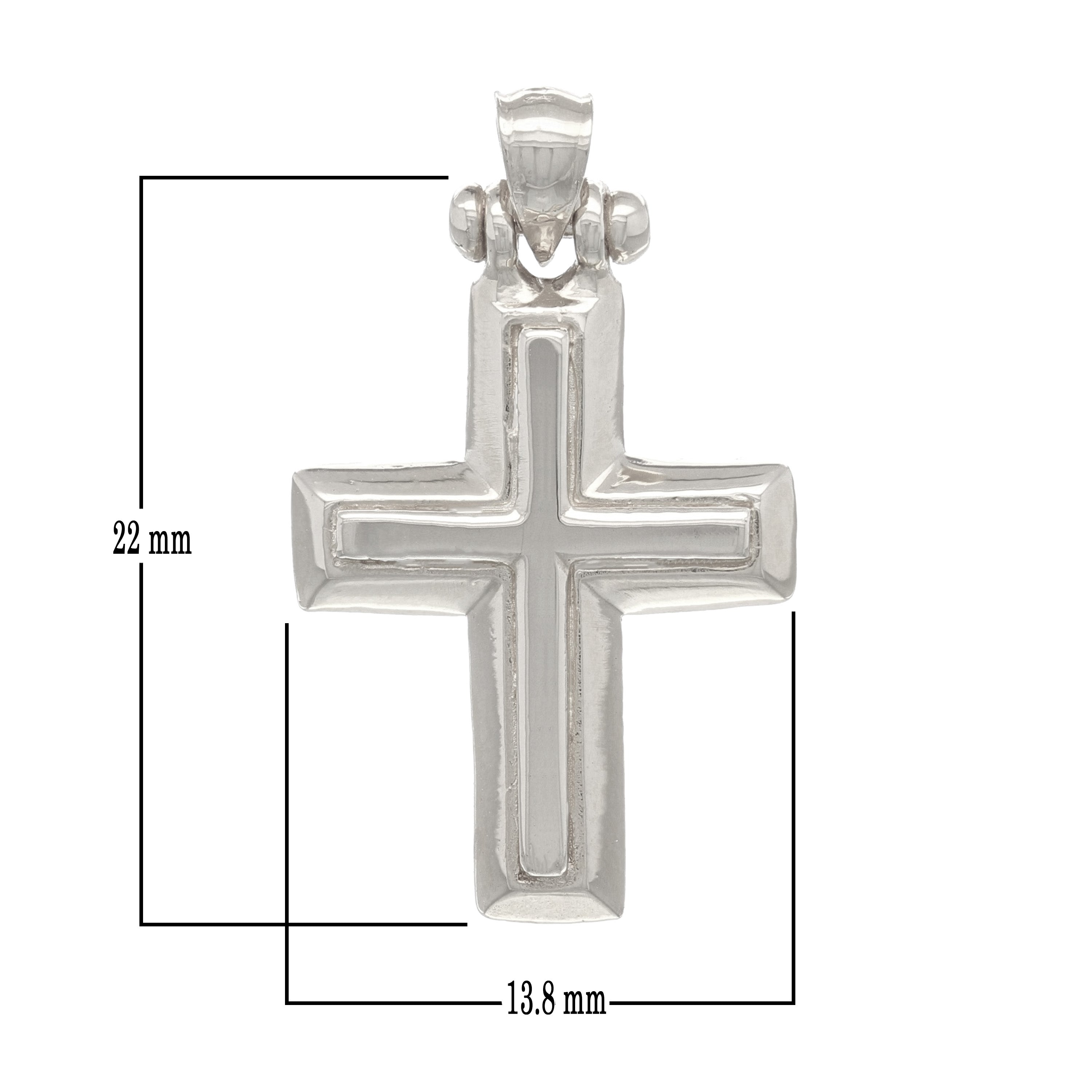 14k White Gold 3D Cross Religious Charm Pendant 1" 2.9 grams - White