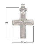 14k White Gold 3D Cross Religious Charm Pendant 1" 2.9 grams - White