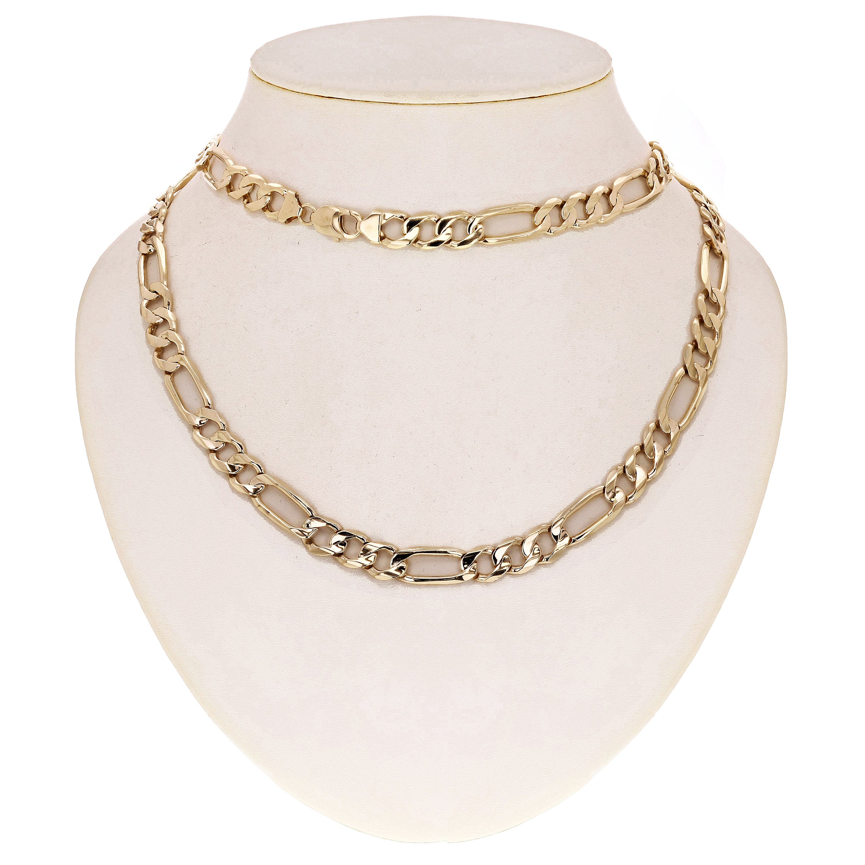 Men's 14k Yellow Gold Solid Figaro Chain Necklace 20" 9.7mm 58 grams - Yellow,20"