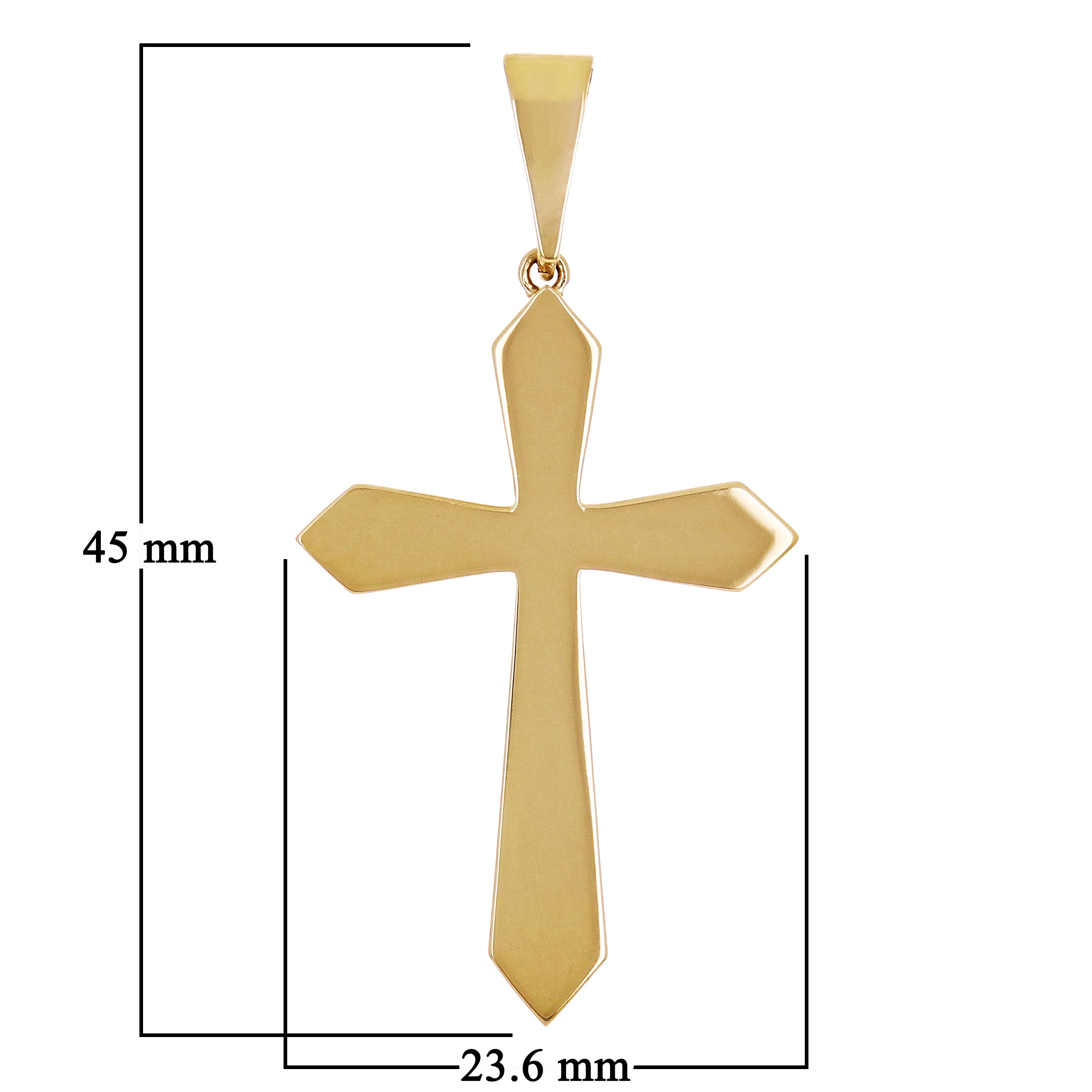 14k Yellow Gold Solid High Polish 3D Passion Cross Pendant 1.8" 7.9 grams