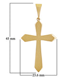 14k Yellow Gold Solid High Polish 3D Passion Cross Pendant 1.8" 7.9 grams