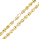 14k Yellow Gold Solid Diamond Cut Rope Chain Necklace 16"-30" 1.5mm to 12mm - 20"