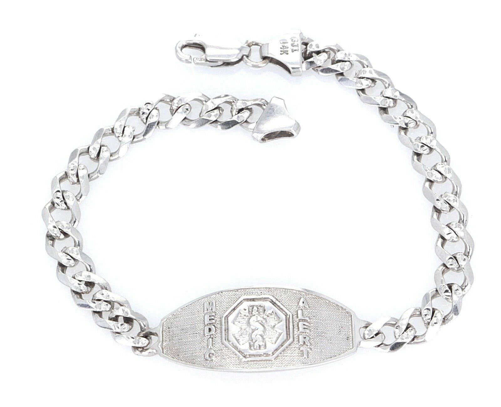 14k White Gold Handmade Fashion Link Bracelet 8" 4.2mm 12.9 grams