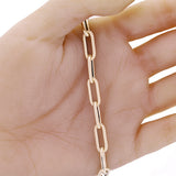 Italian 14k Yellow Gold Hollow Twisted Paper Clip Link Bracelet 8" 6.8mm 4.2g