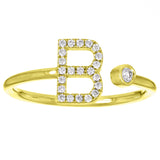 14k Yellow Gold Diamond Initial Letter B Ring Size 6 - Letter B,Yellow