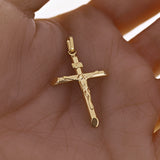 Italian 14k Yellow Gold Hollow INRI Crucifix Cross Charm Pendant 1.8 grams