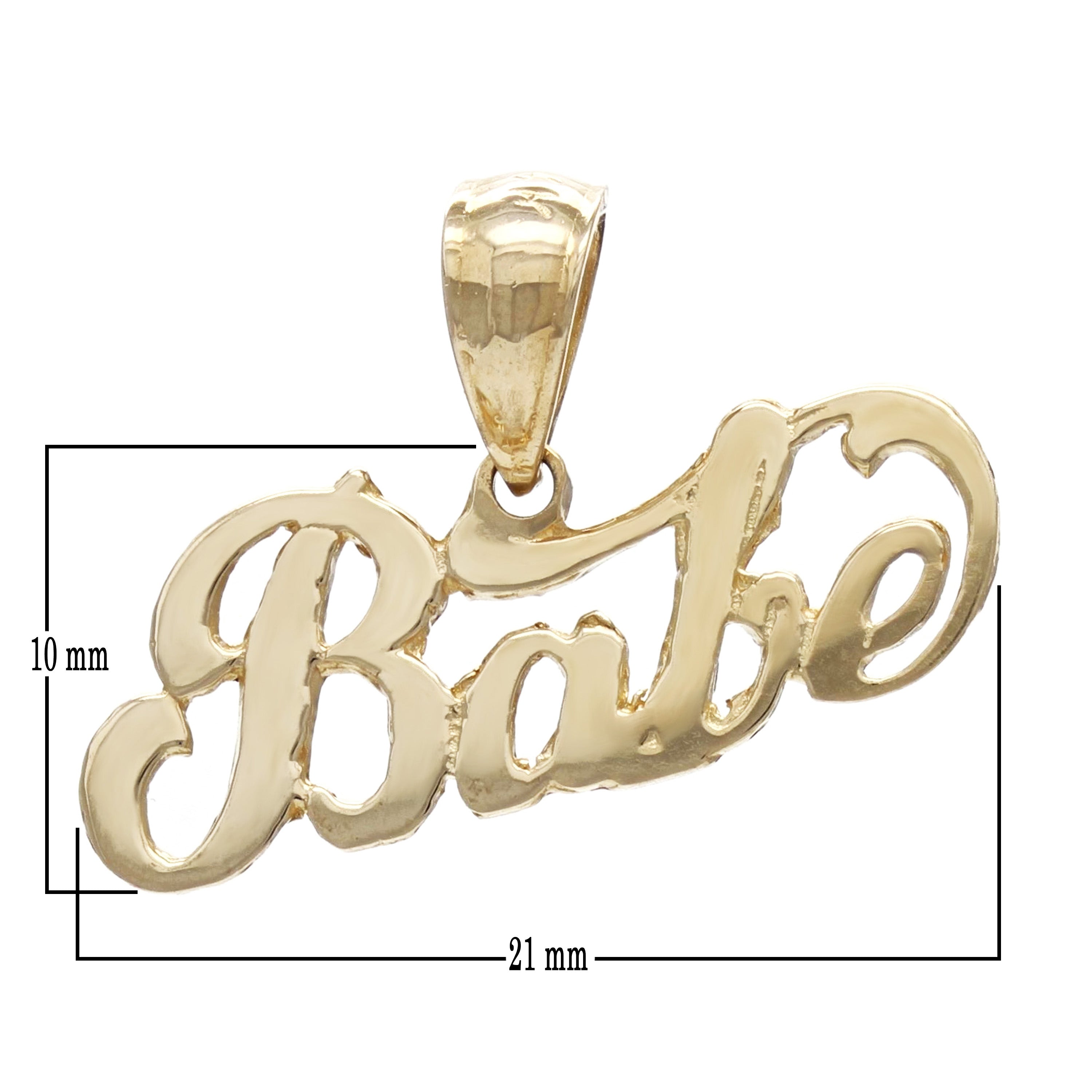 14k Yellow Gold Solid Babe Pendant Word Charm 1 gram - Yellow