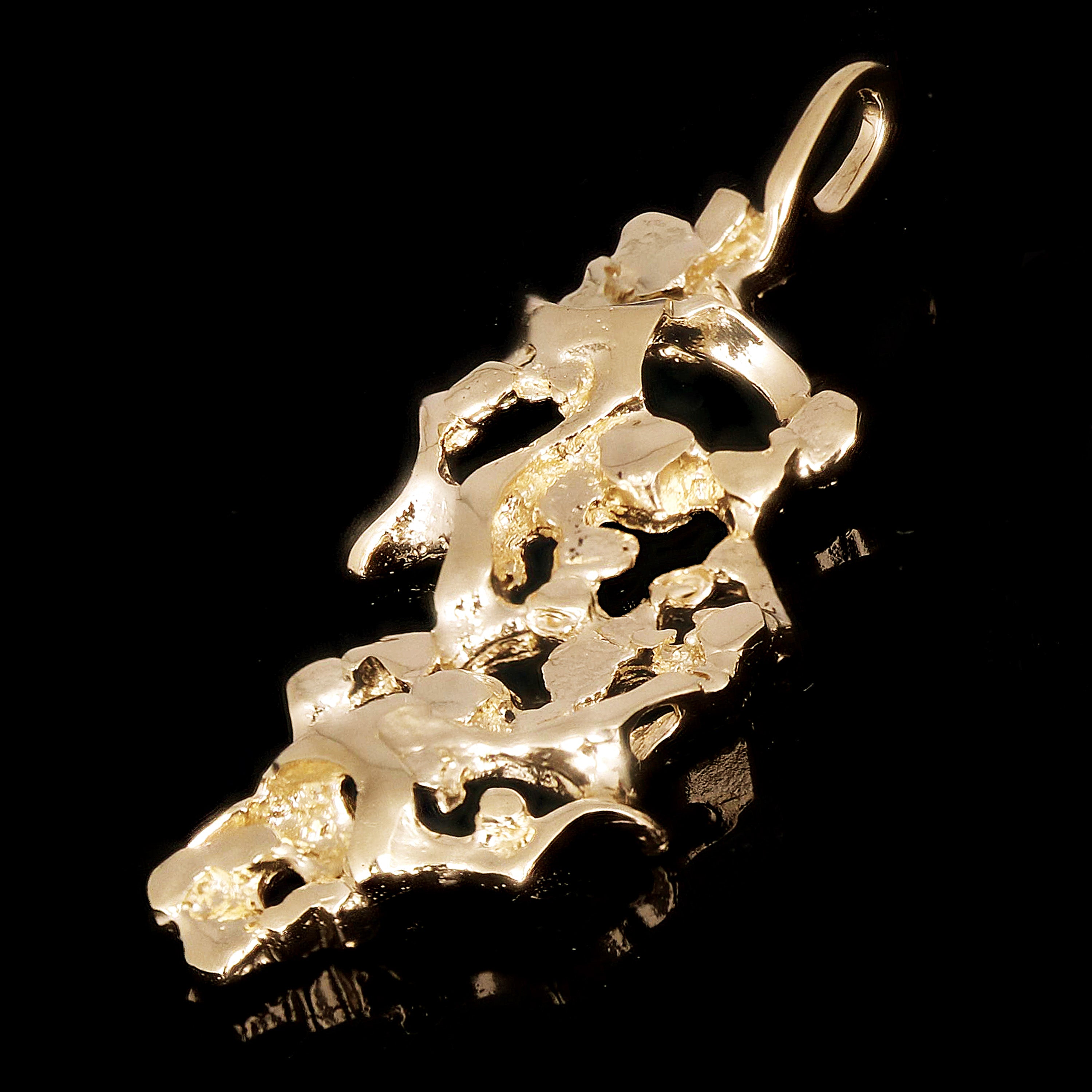 10k Yellow Gold Solid Free Form Nugget Charm Pendant 2" 9.4 grams