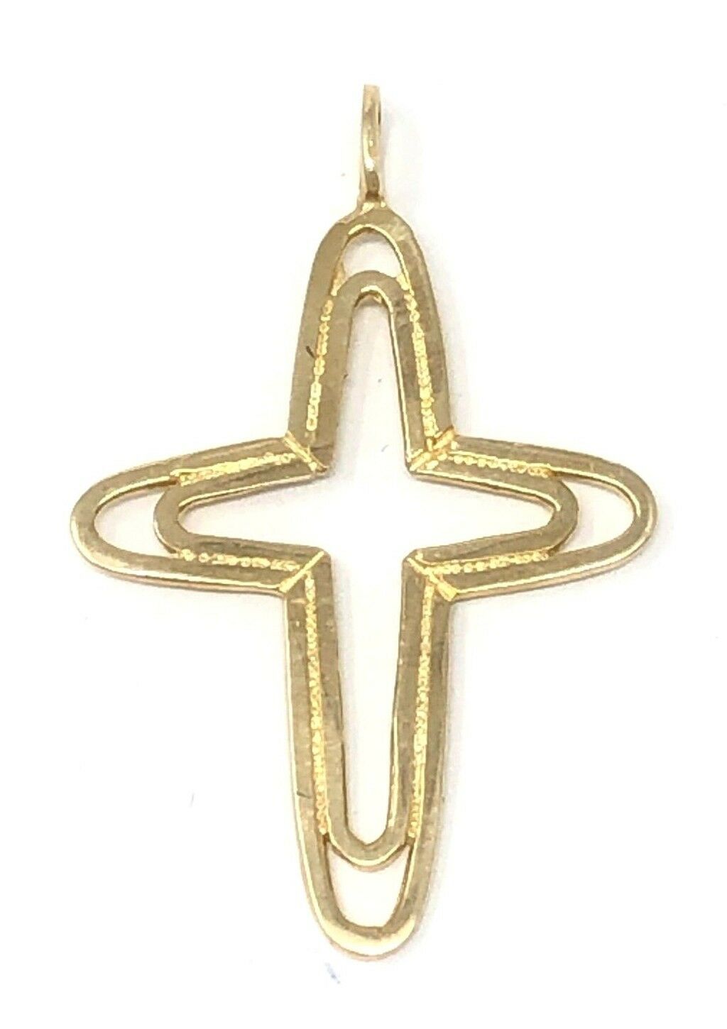 14k Yellow Gold Solid Plain Religious Cross Charm Pendant 1" 2.3 grams